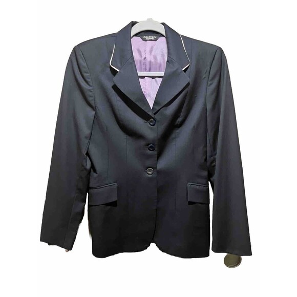 Grand Prix Equestrian Show Coat Size 12R Navy with Lavender Piping - Picture 1 of 11
